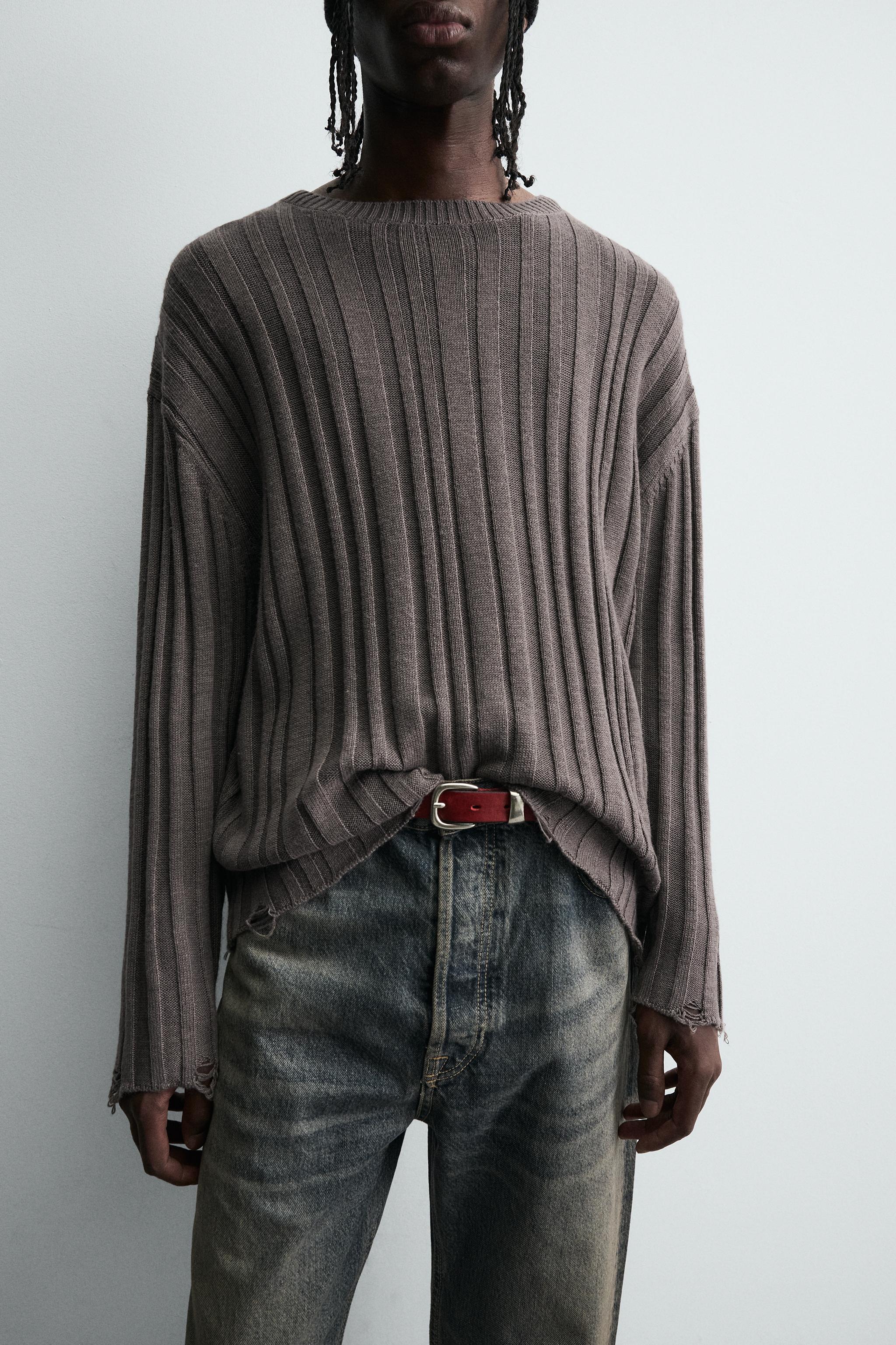 OPEN KNIT RIBBED SWEATER